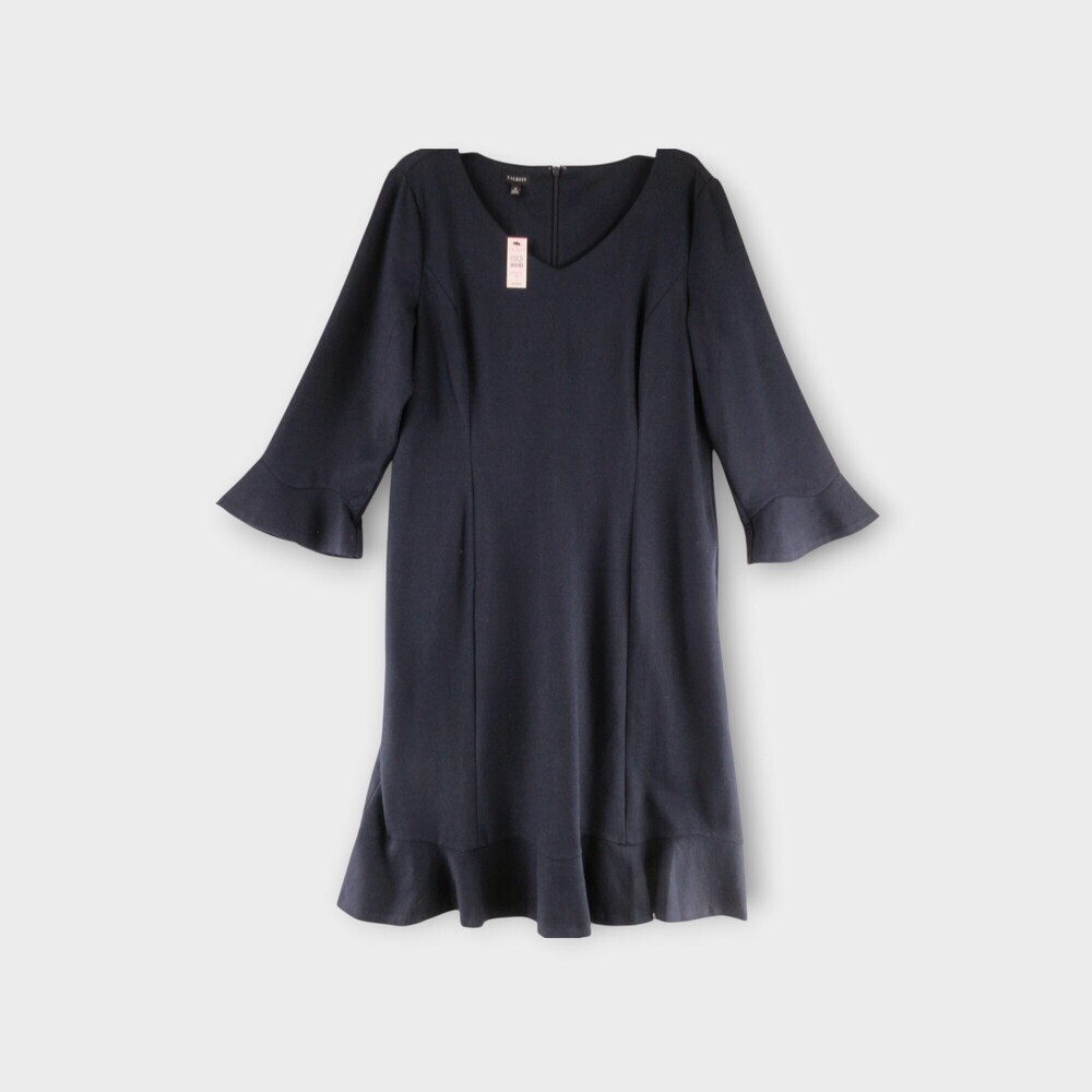 Talbots Flounce Hem Bell Sleeve Dress Size 14 tailored refined elevated